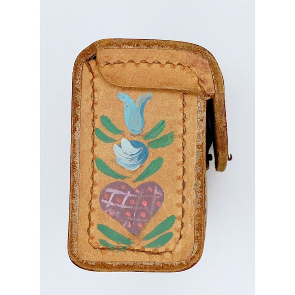 WWII 1942 E K 1943 Leather Tool Pouch Repurposed European Design Painted - Picture 6 of 15